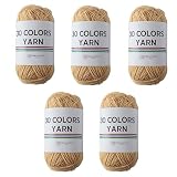 すみれcraftショップ 「30 COLORS YARN」 コットン アクリル 毛糸 一玉約50g 120m 単色5玉セット 編み物 (03.ベージュ)