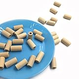 Kissteether 200pcs 天然木製テザー20mm * 10mm（0.79''0.39 ''）木製ビーズシリンダー/ジオメトリ型未完成環境にやさしい未処理チューブビーズDIY工芸品おもちゃ 
