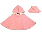 キッズ　ベビー　ポンチョ　フード付き　ポンチョ防寒　ポンチョコート　男女兼用　カーディガン　マント　出産祝い　お出かけ用品 (90cm, ピンク)