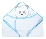 Bebekevi 100% Turkish Cotton Panda Hooded Towel and Washcloth for Baby Boy White by Bebekevi