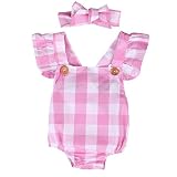 幼児赤ちゃん女の子ロンパースオフショルダーブルーボディスーツジャンプスーツ服装スーツ服 カラー: ピンク
