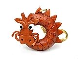 ドラゴン 本革製 キーホルダー バンカクラフト革物語 (日本製 ハンドメイド)