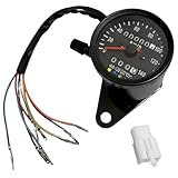 RiNan. バイク スピード メーター 機械式 LED 140km 汎用 ブラック×ブラック