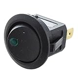 SODIAL(R)4個 ミニ ラウンド 緑色のLEDインジケータロッカースイッチ 3ピン オン - オフ 12V DC