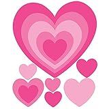 Wallies Wall Decals, Hearts-In-Hearts Wall Stickers, Set of 12