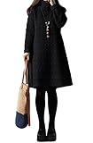 (ル・セリジエ) ゆったり あったか ワンピース カジュアル タートル ハイ ネック Aライン 長袖 体型カバー (黒M)