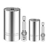 Spurtar(スパーター) ユニバーサルソケット 2本セット (11～32mm ＆ 7～19mm) アダプター付き 万能ソケット 整備作業用 修理工具 54本スチールピン付き ソケットセット インパクトドライバーと電動ドライバーに適用
