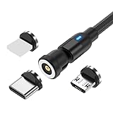 マグネット 充電ケーブル USB 3in1 iPhone Type-C led USBC Micro マグネット式 磁石 タイプc じゅうでんケーブル 2.4A 急速充電 充電器 android 等対応-1m