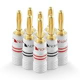 Nakamichi バナナプラグ banana plugs 24K金メッキ スピーカーケーブルコネクター アルミメタルシェル 12AWG-18AWGゲージサイズ4mm (8個（4ペア）, バナナプラグ)