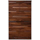 大川家具 天然木ウォールナット材 幅80高さ133ハイチェスト SNJ-03950002-01 代引不可