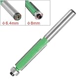 uxcell ルータービット ストレート形　ロングブレード　シャンク径6.4mm　 ベアリング付