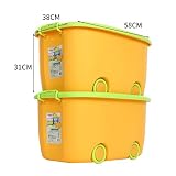 tyjy Extra Large子漫画ストレージボックス、プラスチックおもちゃストレージビン蓋、ホイール、2 - Pack jy-555