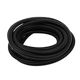 uxcell コルゲートチューブ プラスチック材料 フレキシブル コンジットパイプ 5M ブラック
