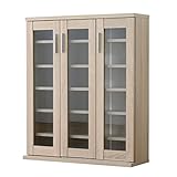 ワイエムワールド　ガラス扉付き 本棚 書棚 AVキャビネット ブルーノ【カラー： オーク 】 3枚扉 薄型 コミックラック　00-098