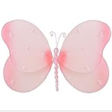 HangingバタフライピンクSparkleナイロンメッシュ蝶デコレーション装飾赤ちゃん保育園寝室女の子部屋天井壁装飾結婚式誕生日パーティーベビーシャワーバスルーム子供Childrens 3dアートD