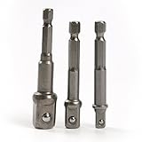 Atoplee 3 Sizes Socket Adapter Set Hex Shank to 1/4" 3/8" 1/2" Impact Driver Drill BIts [並行輸入品]