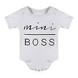 MIOIM 着ぐるみ ベビー ロンパース ボディスーツ 半袖 シャツ ｔシャツ 白 英字 boss 肌着 出産祝い 新生児 ベビー トップス カバーオール 男児 女児 子供服 キッズ 70 80 90