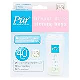 Púr 母乳フリーザーパック 40 枚入 滅菌済な衛生的 Breast Milk Storage Bags Double Sealing strips Púr BPA Free Breast Milk