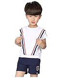 HIMOE男の子/女の子 半袖 夏用 下上セット スクール かわいい キュート 普段着 通学 入学 入園 演出 (100サイズ, 男の子)