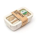 弁当箱 ランチボックス お弁当箱 おべんとう箱 漏れ防止 850ml 大容量 麦わら繊維 女性 男子 カトラリー付き (850ml 麦わら色)