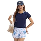 [Wotivon] 水着 レディース タンキニ 4点セット 体形カバー タンクトップ ショートパンツ Tシャツ 女性 水着セット
