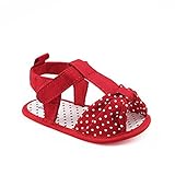 （カエルフロッグ）女の子のサンダル　可愛い蝶結び ガールズ　ベビーシューズ 涼しい　軽量 柔らかいサンダル　ドット マジックテープ付け 滑り止め サンダル　レッド　　綿布　6-12ヶ月に対応　夏