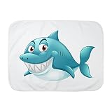Truly TeagueベビーブランケットホワイトGrinningブルーShark