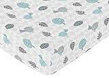 Fitted Crib Sheet for Turquoise Blue and Gray Earth and Sky Baby/Toddler Bedding - Nature Print [並行輸
