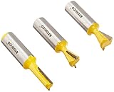 Yonico 14318 3 Bit Dovetail Router Bit Set with 10-Degree and 14-Degree 5/16-Inch Straight 1/2-Inch 