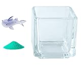 花市場直送便 ミニチュアガラス ジンベイザメ パープル & カラーサンド エメラルドグリーン & 植え込み用グラス ニューブロックS