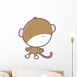 Wallmonkeys wm136347 Cute Baby Monkeyピールとスティック壁デカール 18"H x 13"W - Small GEN-11081-18