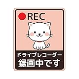 ドライブレコーダー ステッカー かわいい マグネット REC ドライブレコーダー録画中です （猫, 11×9cm）