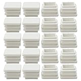 eDealMax 20 x 20 mmプラスチックスクエアリブ付きチューブインサートカバーキャップ、0.67"〜0.75インチ用、家具デスクチェアフィートプロテクター20ピース