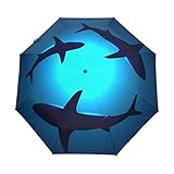 Naanle Floating Shark Under The Sea Auto Open Close Foldable Windproof Umbrella