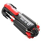 TINHAO 8in1多機能ドライバーセット（プラス、マイナス、精密）ミニ修理工具 スポットLEDライト 6灯LED 便利 折り畳み式ドライバー 家庭用 自動車用 DIY工具 (6灯LED)