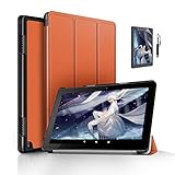 Amazon Fire HD8 ケーススリム 傷つけ防止 折り畳み 横開き 軽量型 超薄型 高級スマートカバー [耐衝撃保護フィルム1枚付きそして1つのタッチペン] New Fire HD 8/HD 8 Plus 2020ケース - オレンジ