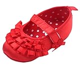 (ビグッド)Bigood 可愛い 赤ちゃん ベビー靴 リボン 子供靴 女の子 無地 プリンセス フォーマル フラット ルームシューズ 出産祝い 結婚式 11cm レッド