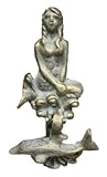 jtw- Heavy Cast IronアンティークスタイルNauticalマーメイド/ Dolphinドアノッカー8 Tall Green Finish