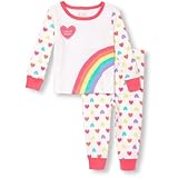 THE CHILDREN'S PLACE(ザ・チルドレンズプレイス) レインボウ トップ&ハート プリント パンツ パジャマ セット ホワイト スリープウェア 3～6ヶ月【並行輸入】