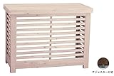 室外機カバー 国産杉 ●アジャスター付き 横格子 内寸：幅896ｍｍ×奥行397ｍｍ×高さ710ｍｍ WB（ホワイトベージュ）色