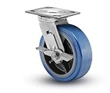 Shepherd Prism Series 6 Diameter Urethane on Polypropylene Wheel Swivel Caster with Tread Brake, 4-1