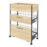 ヤマソロ(Yamasoro) キッチンワゴン 約幅65×奥行き30×高さ85(cm) スチール収納ワゴン【Lapaty-ラパティー-】 (ナチュラル)