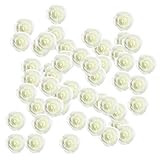 Perfk 全10色選択　花部分のみ　人工造花　ローズ　フォーム　結婚式　写真撮影小物　ホーム/会場装飾　花ボール作り　約50個入り - クリーム