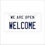 インテリア アメリカン 雑貨 表札 お土産 看板 エンボス サインプレート WELCOME ディスプレイ 店舗用 (白)