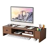 モニタースタンド パソコンスタンド 机上ラック 木製 キーボード収納 卓上 pc 置き台 引き出し デスク整理 耐荷重 テレワーク オフィス 机上台 在宅勤務