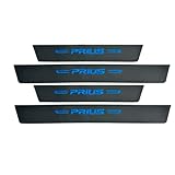 【JuYuna】 プリウス 専用スカッフプレート 新型プリウス50系 60系 専用 サイドステップガード 保護ステッカー サイドステップガーニッシュ 金箔ホットスタンピングマーク 両面テープ 車内アクセサリー 気分統一 汚れ防止 キズ防止 4点セット(青色）