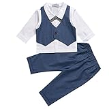 Hzjundasi 新生児 赤ちゃん 男の子 2Pcs Sets シャツ + パンツ 紳士服 礼服 スーツ風 子供服 長袖 コットン 秋冬 記念日 写真撮影 結婚式 出産祝い 衣装