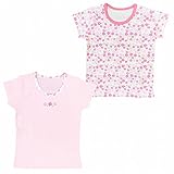 シャツ 肌着 2枚組 ベビー 女の子 半袖 インナー 花柄 ピンク-ホワイト 95