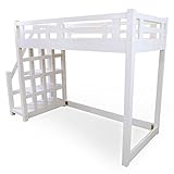 ロフトベッド 木製 天然木 階段 左右対応 宮棚 北欧パイン すのこ シングル シングル ホワイト