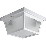 Sunlite ODI1096 9-Inch Ceiling Mount Outdoor Porch Fixture, White Finish with Frosted Glass by Sunli